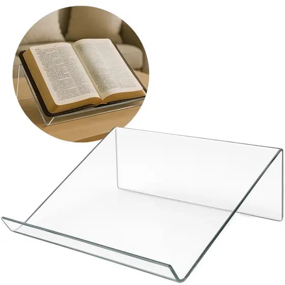 Suporte Porta Livro Biblia Leitura Aparador Estudo Decoração Acrílico Cristal Transparente Vidro