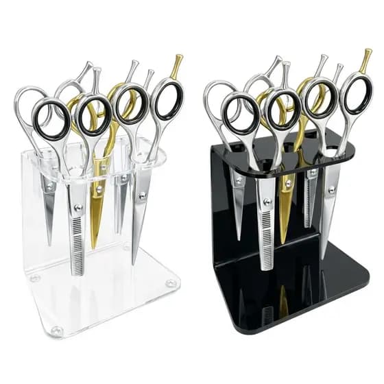 Porta 5 Tesouras Barbeiro Transparente Salão Beleza Base Barbearia Organizador Acessório Suporte