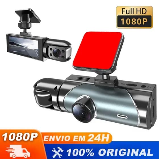 Câmera Veicular V9 1080P Giratória 360° Visão Noturna Frontal e Interna com 16GB
