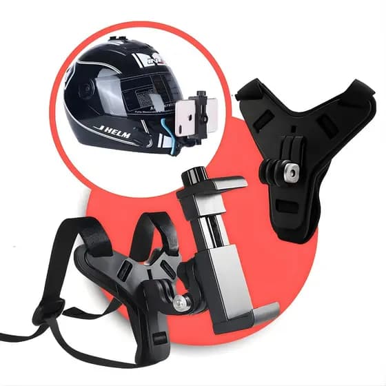 Suporte Capacete Moto Câmera Celular Galaxy Ios Queixo Preto