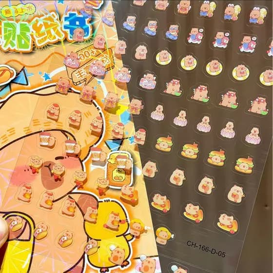 Livro C/ 1000 Pçs Adesivos da Capivara - Pacote 3 em 1 com Adesivos para Scrapbook e Diário
