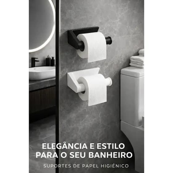 Suporte De Papel Higiênico Premium Design Moderno e Sofisticado Acompanha Dupla Face Nas cores Branco e Preto!!!