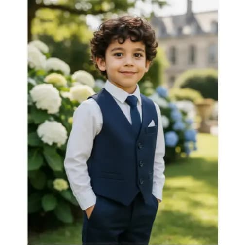 Colete Social Masculino Oxford Infantil Juvenil Azul Marinho Promoção