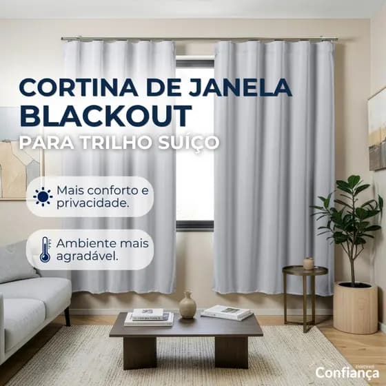 Cortina Blackout em Tecido Premium para Janelas de Quarto ou Salas Modelo para Trilho Suiço - Corta Luz Blecaute