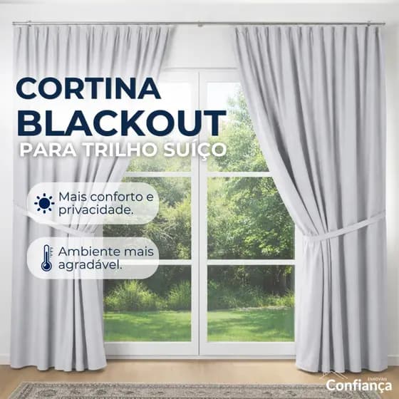 Cortina Blackout Tecido 6 Metros - Modelo para Trilho Suíço - Veda Luz