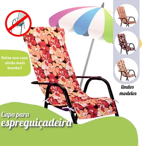 Capas de Cadeira de Fio Floral Capa de Espreguiçadeira de Área Deixe sua Varanda Mais Bonita 01 Peça