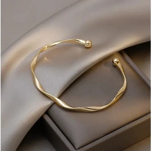 Bracelete Pulseira Feminino Ondulado Torcido Minimalista Ajustável Dourado ou Prata Acessório Feminino