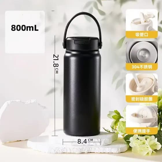 Garrafa Térmica inox 800ml garrafa espacial Quente Frio Com Isolamento Térmico com canudo 1368