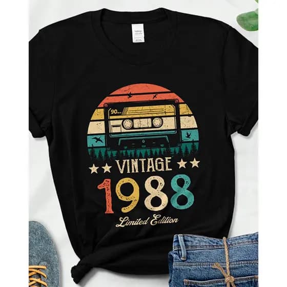 Camiseta Basica Vídeo Cassette 1988 Camisa 100% Algodão Streetwear Plus Size Lançamento Envio Rápido