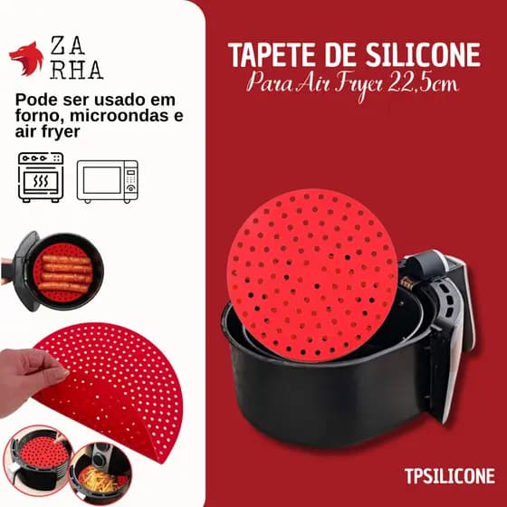Tapete Protetor Anti Sujeira de Silicone Redondo para Fritadeira Air Fryer Forno Microondas