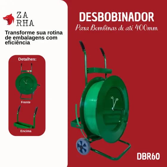 Desbobinador Industrial MAGUS DBR60 Verde p/ Bobinas 400mm – Reforçado com Freio até 60kg