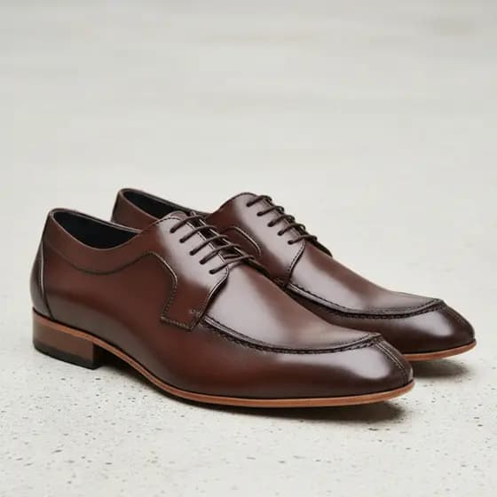 Sapato Social Masculino em Couro Derby Clássico Elegante Sola de Couro Luxuoso Ocasião Especial Fino