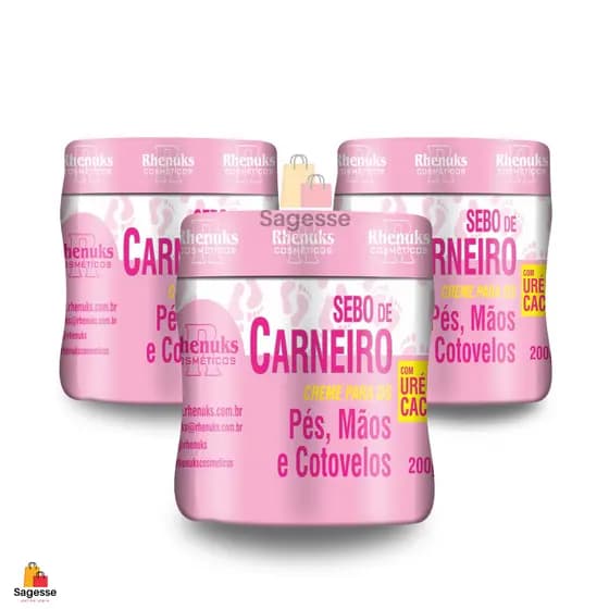 KIT com 3 Creme SEBO DE CARNEIRO com ureia - 200 ml Cada