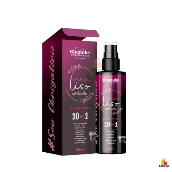 Spray Protetor Térmico 10 em 1 Capilar Meu Liso Minha Vida Finalizador 200ml Rhenuks