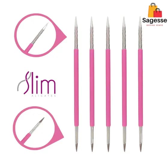Kit 5 Palito Duplo 105 Slim Cutícula Manicure Pedicure Cutelaria Unha rosa Silicone Esterilizável Inox