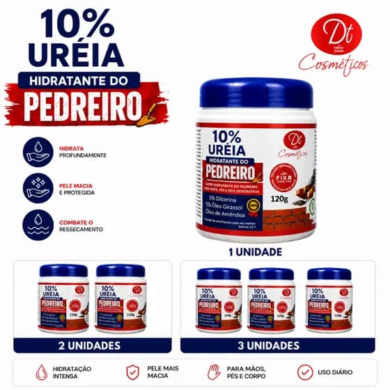 ✅ Creme com Ureia 10% - Hidratante do Pedreiro 120g- Para Pele Seca Mãos e Pés Secos E Áspera