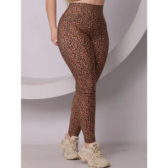 Calça Legging Feminina Estampa Onça Animal Print – Fitness Academia Tecido Grosso Sem Transparência