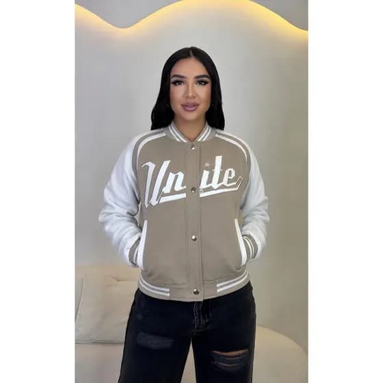 Jaqueta Feminina Casaco College Colegial Estiloso Peluciada Forrada Por Dentro Quentinha Inverno Bomber Varsity