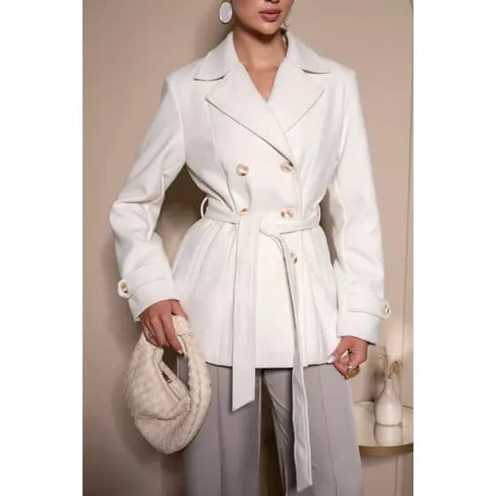 Sobretudo Casaco Feminino Lã Com Bolsos Cinto Forrado Quentinho Elegante Fashion Estiloso Inverno