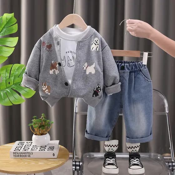 Meninos Cardigan 2026 primavera novo estilo crianças bonito impressão completa Animal Casual moda em torno do pescoço co