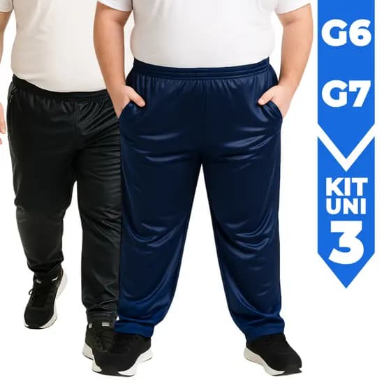 Kit 3 Calças Plus Size Masculinas G6 e G7 Esportivas Academia Confortáveis e Resistentes