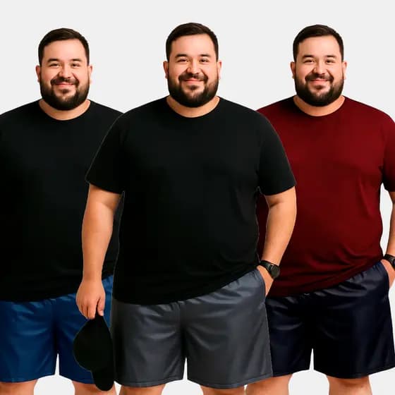 Kit Plus Size Bermuda Masculina 3 ou 1 (UMA) G8 G10 Esporte Academia Conforto Secagem Rápida
