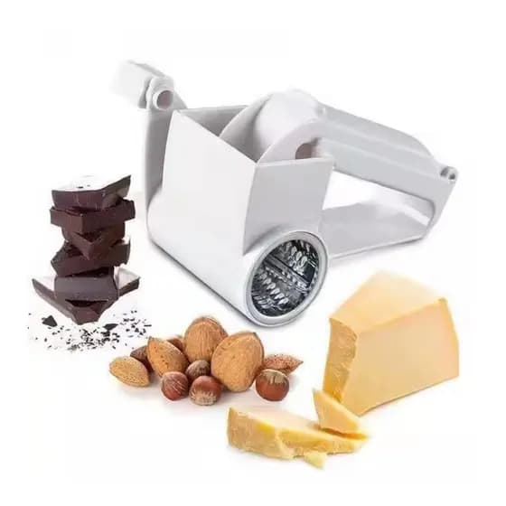 Ralador de Queijo Giratório Manual Inox com Manivela Multifuncional para Queijo Chocolate e Presunto