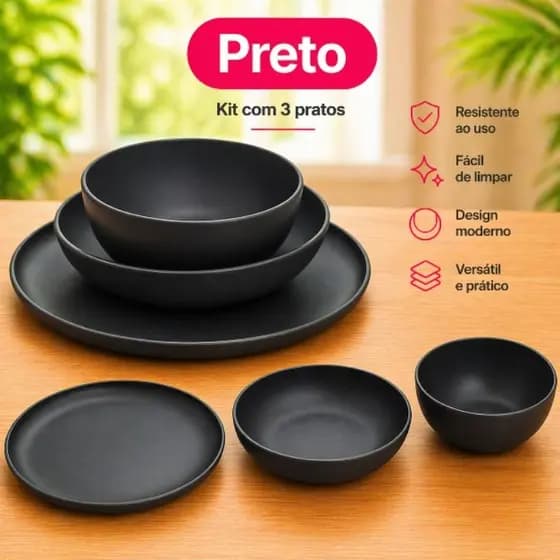 Kit com 3 Pratos de Polipropileno | Leves, Resistentes | Micro, Lava-Louças e Freezer