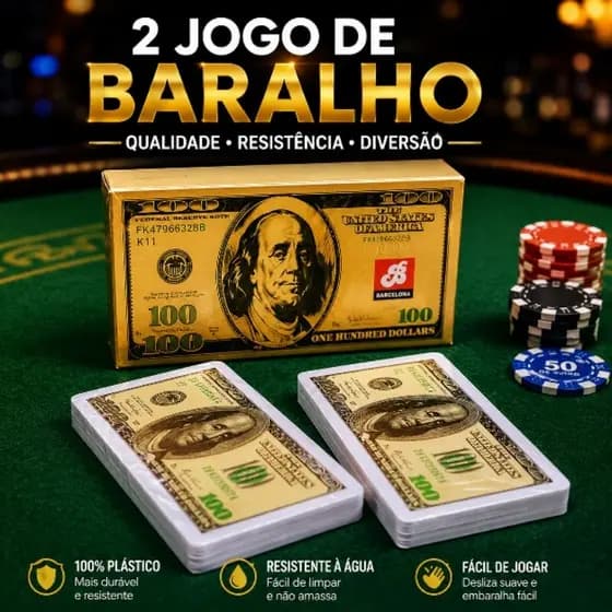 Baralho Plástico 2 Jogos Cartas Lavável