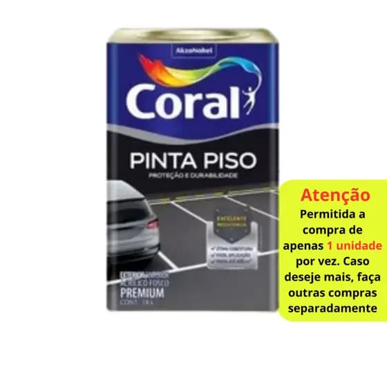 Tinta Acrílica Coral Pinta Piso Proteção e Durabilidade 18 Litros - Cores