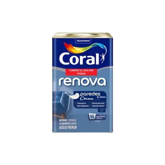 Tinta Acrílica Renova Paredes e Tetos Antimofo Sem Cheiro Lavável Fosco Premium 16 L - Coral