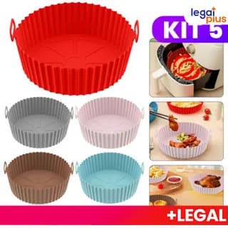 Kit 5 Formas Silicone Air Fryer Forno Microondas Profissional Antiaderente Lavável à Máquina