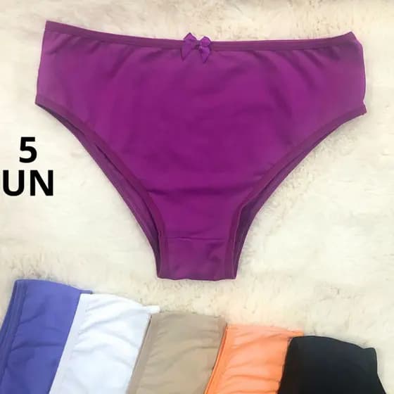 Kit 5 Calcinha Alba Calçola Cintura Alta Tanga Senhora Conforto Elegância Dia a Dia Sortidas