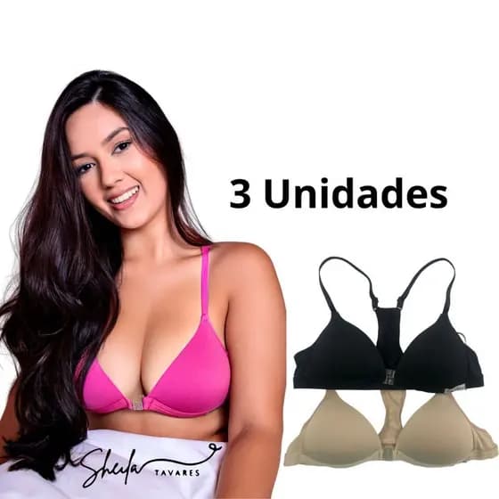 Kit 3 Sutiã Nadador com Bojo Confortável Moldado Sensual Fitness Uso Diário Academia