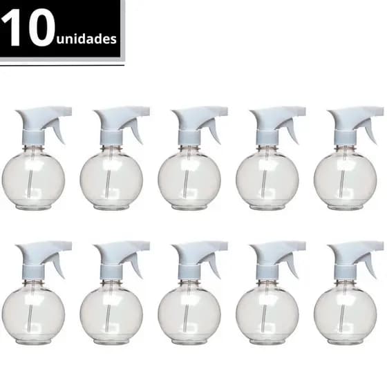 kit C/10 Frasco Borrifador Bolinha Multiuso Válvula Spray 280ml 10 Un