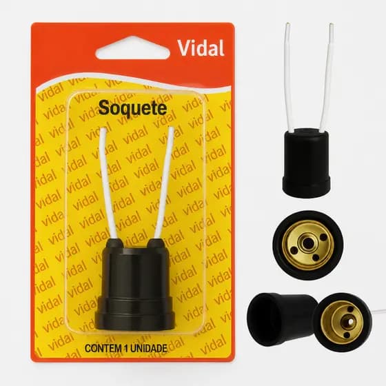 kit de 1 a 12 Soquete com Rabicho 10A Padrão E27 – Preto | Vidal