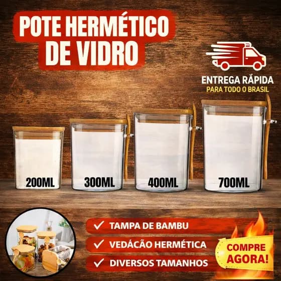 Potes De Vidro Com Tampa De Bambu Herméticos Redondos Quadrados Tampa De Bambu