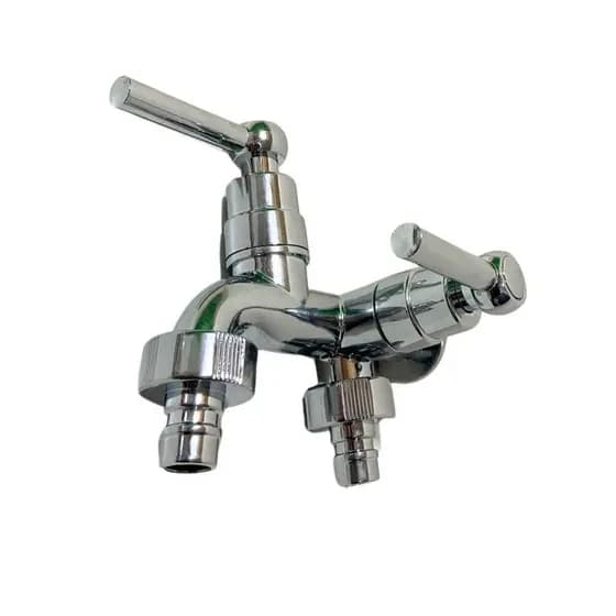 Torneira para Maquina de Lavar e Tanque Cromada 2 Saídas Abs Lavanderia 1/4 Volta