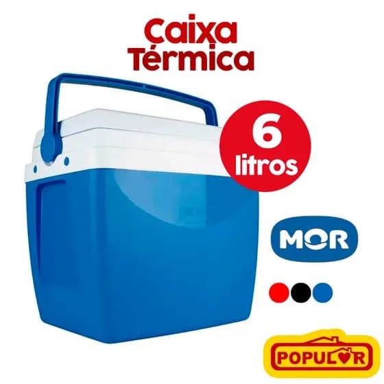 Caixa Térmica Cooler Vermelha Com Alça 6Litros Para Bebidas Lanches Mor