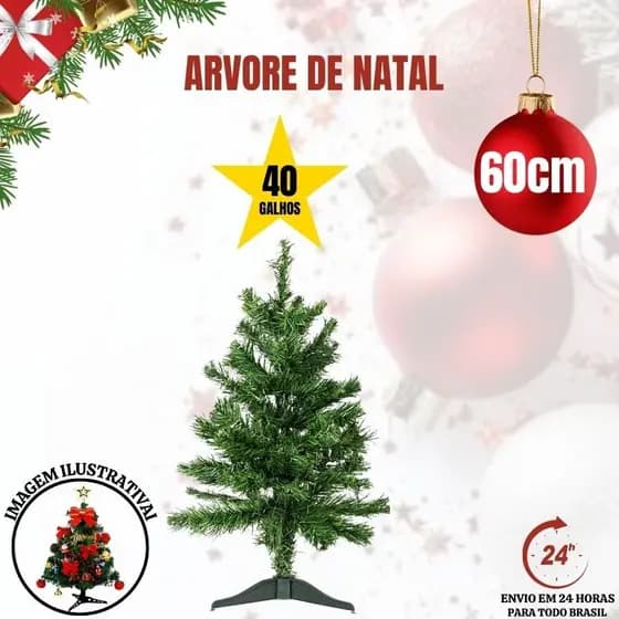Árvore De Natal Pequena 60cm Mini Pinheiro Verde Escritório Mesa Galhos