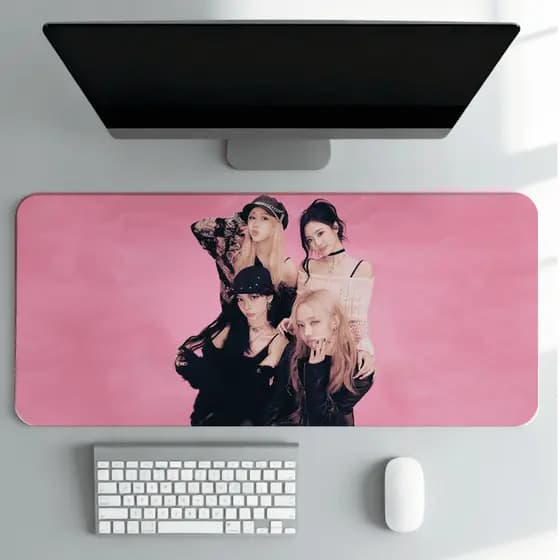 Mouse Pad Grande Mesa Kpop Feminino Rosa Deskmat Extra Grande Antiderrapante Premium