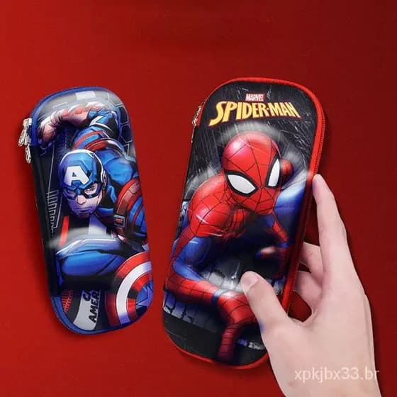 Marvel 3D Boys'ziper Papelaria Caixa Super Herói Capitão América Aço Homem-Aranha Lápis Caixa U6TB