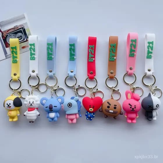 Chaveiro de Boneca de Desenho Animado Fofo KPOP BTS BT21 Pendente de Bolsa UKQJ