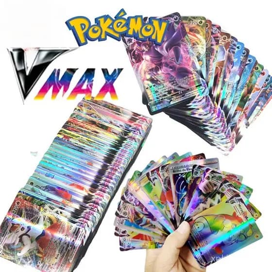 Kit VMAX Português 50pcs / 100pcs Cartas Pokémon Brilhantes VAOR