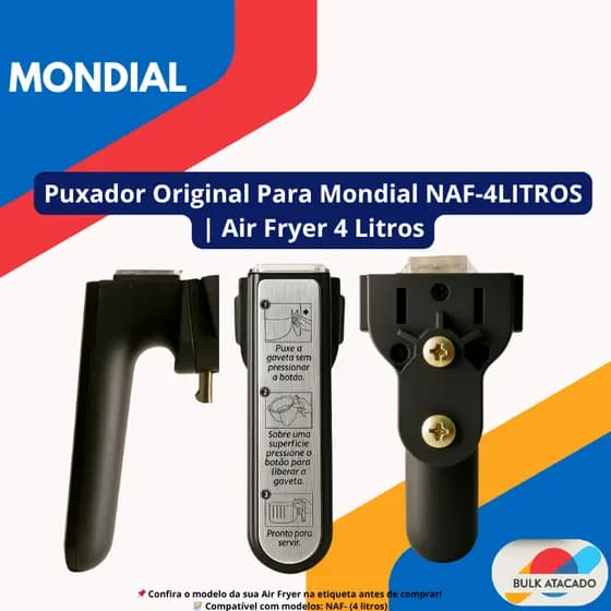 Cabo Reforçado Original para Air Fryer Mondial NAF 4 Litros - Para cesto quadrado