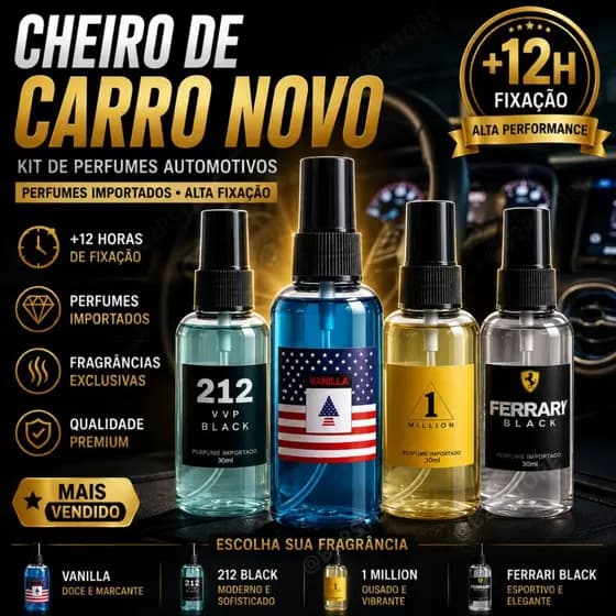 KIT4 AROMATIZADOR DE CARRO CHEIRINHO DE CARRO MASCULINO ALTA FIXAÇÃO IMPORTADO 60ML