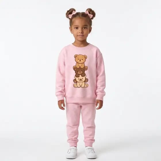 Moletom Infantil Casaco Menina Felpado Estampado 3 Ursinhos Agasalho Para o Inverno 2 ao 14