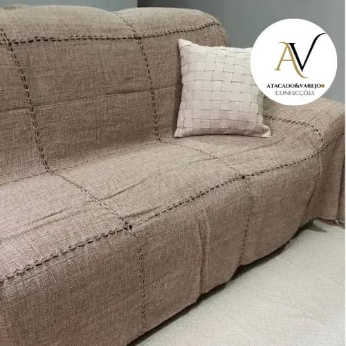 Manta Vazada Queen Para Sofá -Cama Casal Em Algodão Com Detalhes Lindos Artesanal
