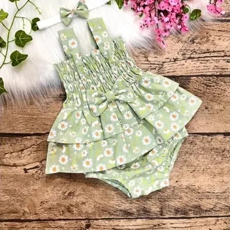 Body Vestido Bebe Menina 100% algodão tiara Tamanho 4 a 16 meses