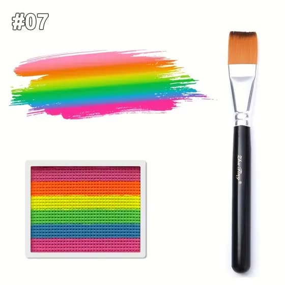 8g De Listras Arco-Íris Solúveis Em Água , Pintura Facial E Corporal Com 1 Pincel , Kit De Não Tóxica-De Cores Brilhante